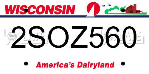 2SOZ560 Wisconsin License Plate