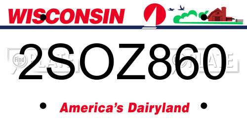 2SOZ860 Wisconsin License Plate