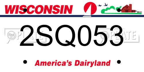 2SQ053 Wisconsin License Plate