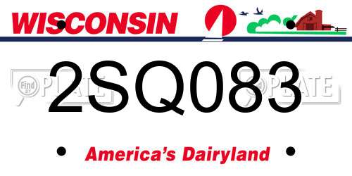 2SQ083 Wisconsin License Plate