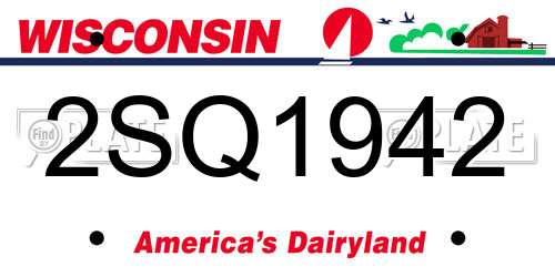 2SQ1942 Wisconsin License Plate