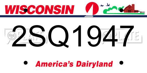 2SQ1947 Wisconsin License Plate