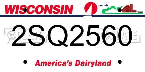 2SQ2560 Wisconsin License Plate