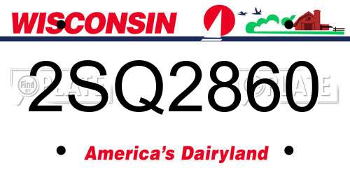 2SQ2860 Wisconsin License Plate