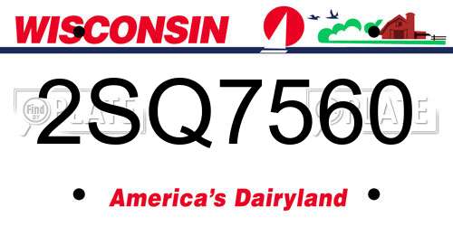 2SQ7560 Wisconsin License Plate