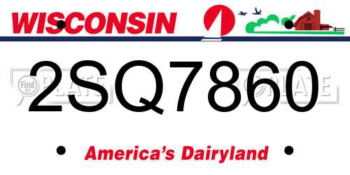 2SQ7860 Wisconsin License Plate
