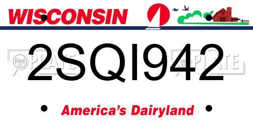 2SQI942 Wisconsin License Plate