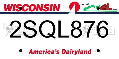 2SQL876 Wisconsin License Plate