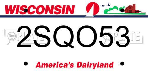 2SQO53 Wisconsin License Plate
