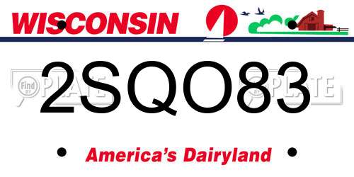 2SQO83 Wisconsin License Plate