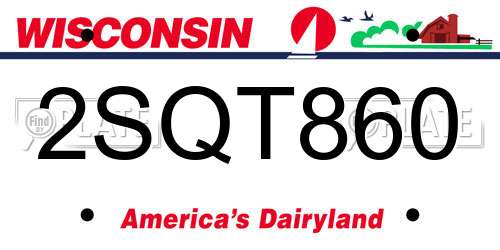 2SQT860 Wisconsin License Plate