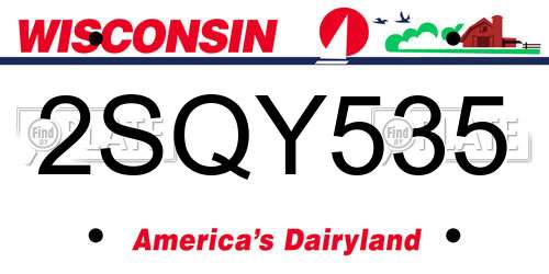 2SQY535 Wisconsin License Plate