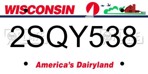 2SQY538 Wisconsin License Plate