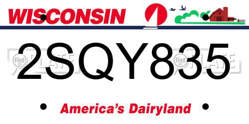 2SQY835 Wisconsin License Plate