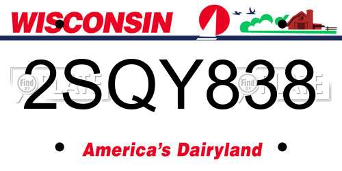 2SQY838 Wisconsin License Plate