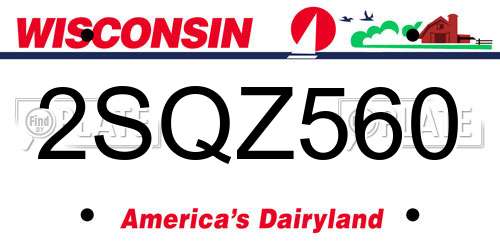 2SQZ560 Wisconsin License Plate