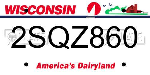 2SQZ860 Wisconsin License Plate