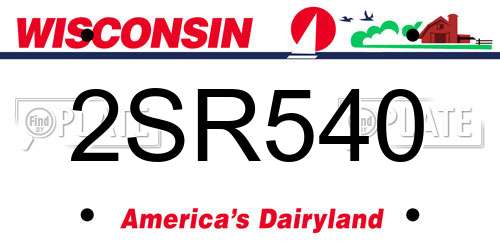 2SR540 Wisconsin License Plate