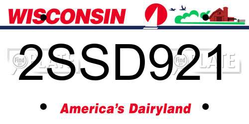 2SSD921 Wisconsin License Plate