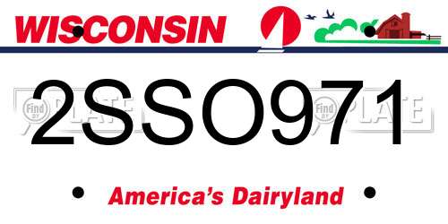 2SSO971 Wisconsin License Plate