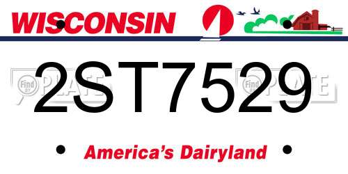 2ST7529 Wisconsin License Plate