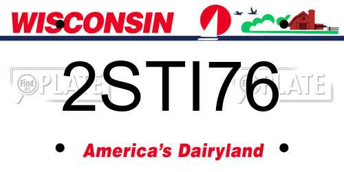 2STI76 Wisconsin License Plate