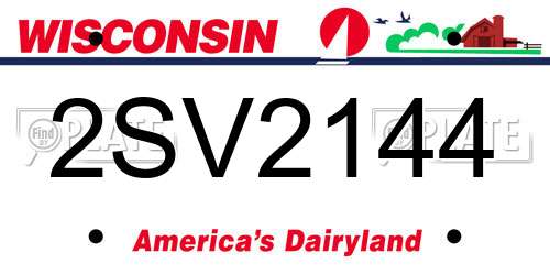 2SV2144 Wisconsin License Plate
