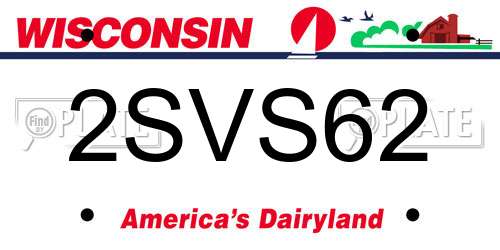2SVS62 Wisconsin License Plate