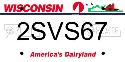 2SVS67 Wisconsin License Plate