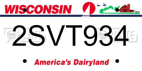 2SVT934 Wisconsin License Plate