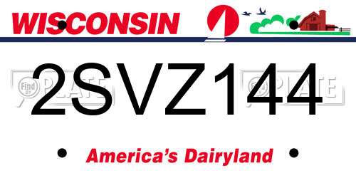 2SVZ144 Wisconsin License Plate