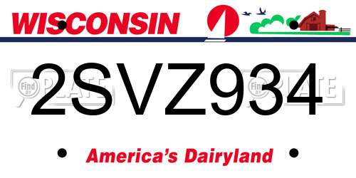 2SVZ934 Wisconsin License Plate