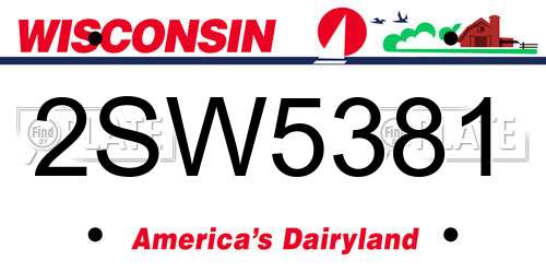 2SW5381 Wisconsin License Plate
