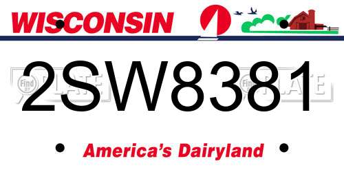 2SW8381 Wisconsin License Plate