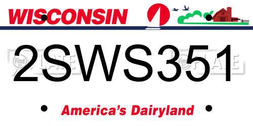 2SWS351 Wisconsin License Plate