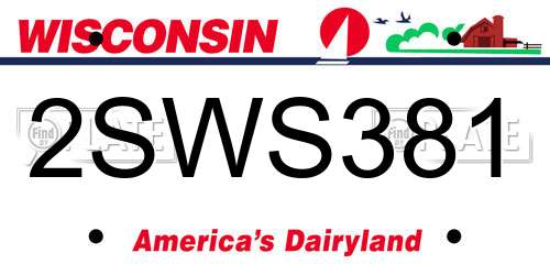 2SWS381 Wisconsin License Plate