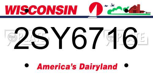 2SY6716 Wisconsin License Plate