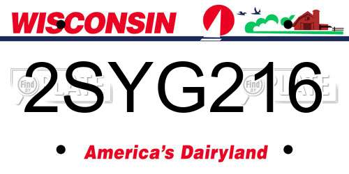 2SYG216 Wisconsin License Plate