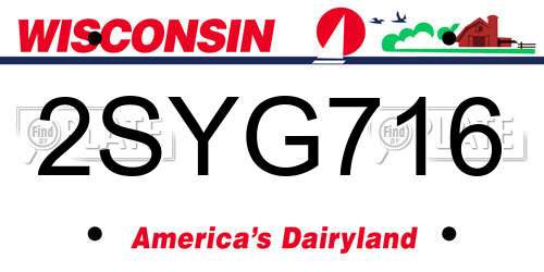 2SYG716 Wisconsin License Plate