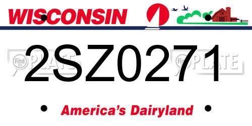 2SZ0271 Wisconsin License Plate
