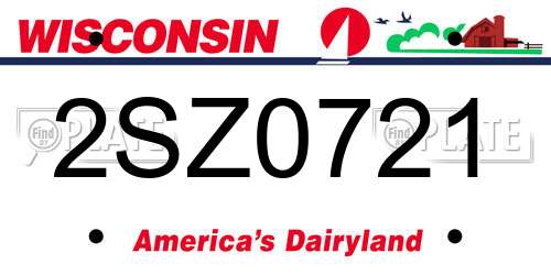 2SZ0721 Wisconsin License Plate