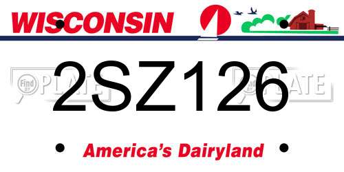 2SZ126 Wisconsin License Plate