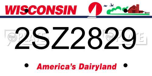 2SZ2829 Wisconsin License Plate