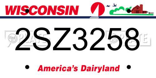 2SZ3258 Wisconsin License Plate