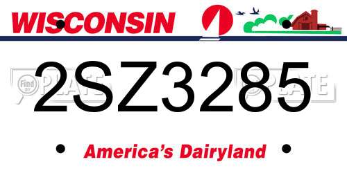 2SZ3285 Wisconsin License Plate