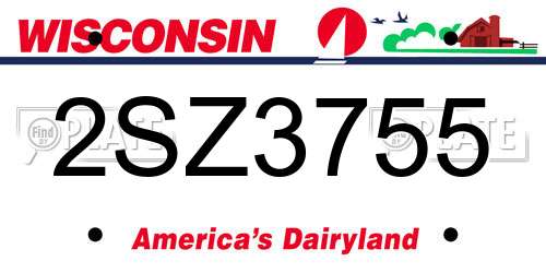 2SZ3755 Wisconsin License Plate