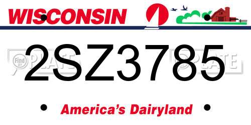 2SZ3785 Wisconsin License Plate