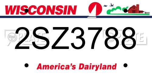 2SZ3788 Wisconsin License Plate