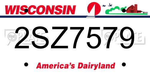 2SZ7579 Wisconsin License Plate
