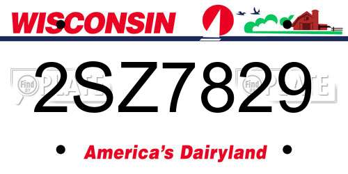 2SZ7829 Wisconsin License Plate